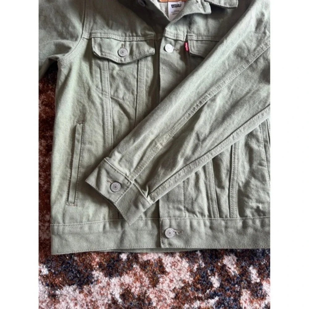 Levi's Girls Olive Green Denim Trucker Jacket Size L 12-13 Years‎ 100% Cotton